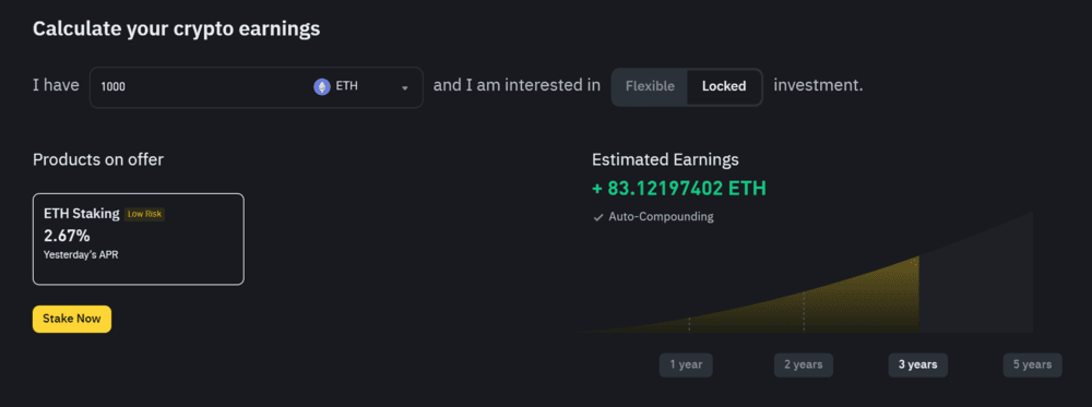 Binance Staking Earnings Calculator