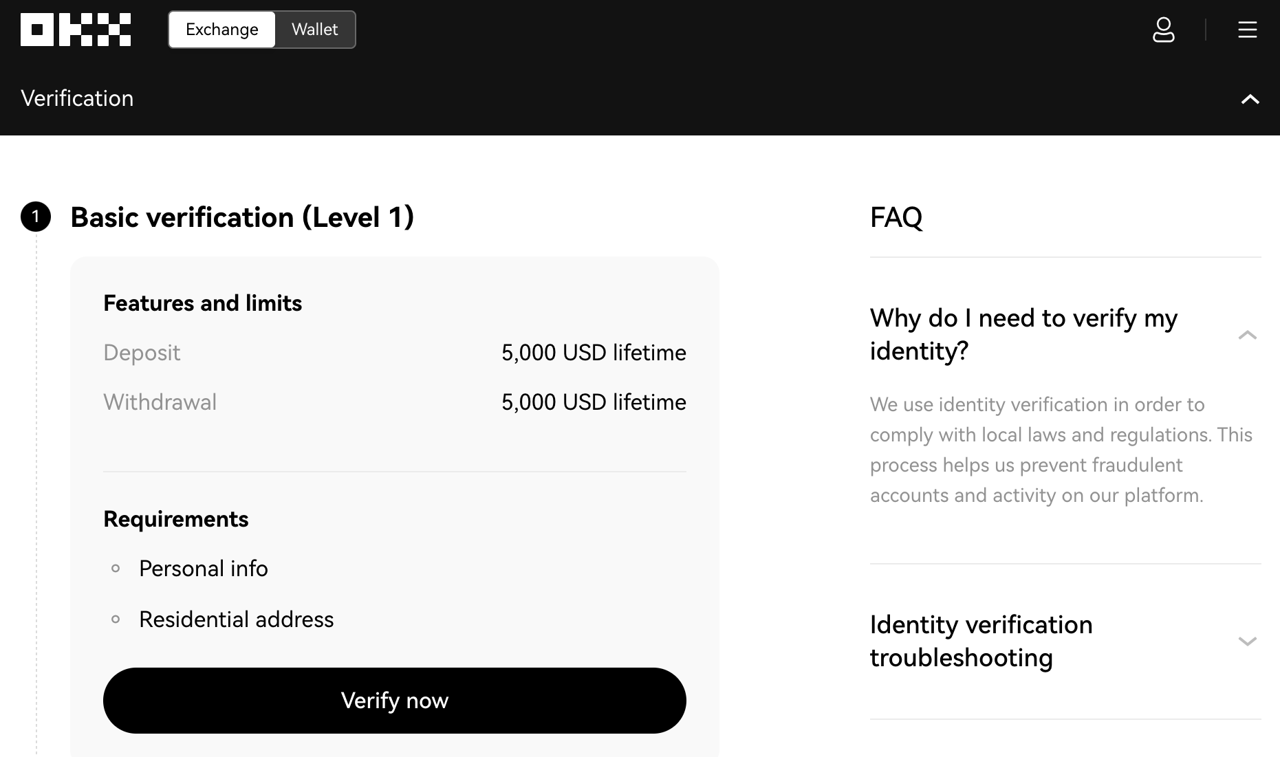 Verify your account on OKX