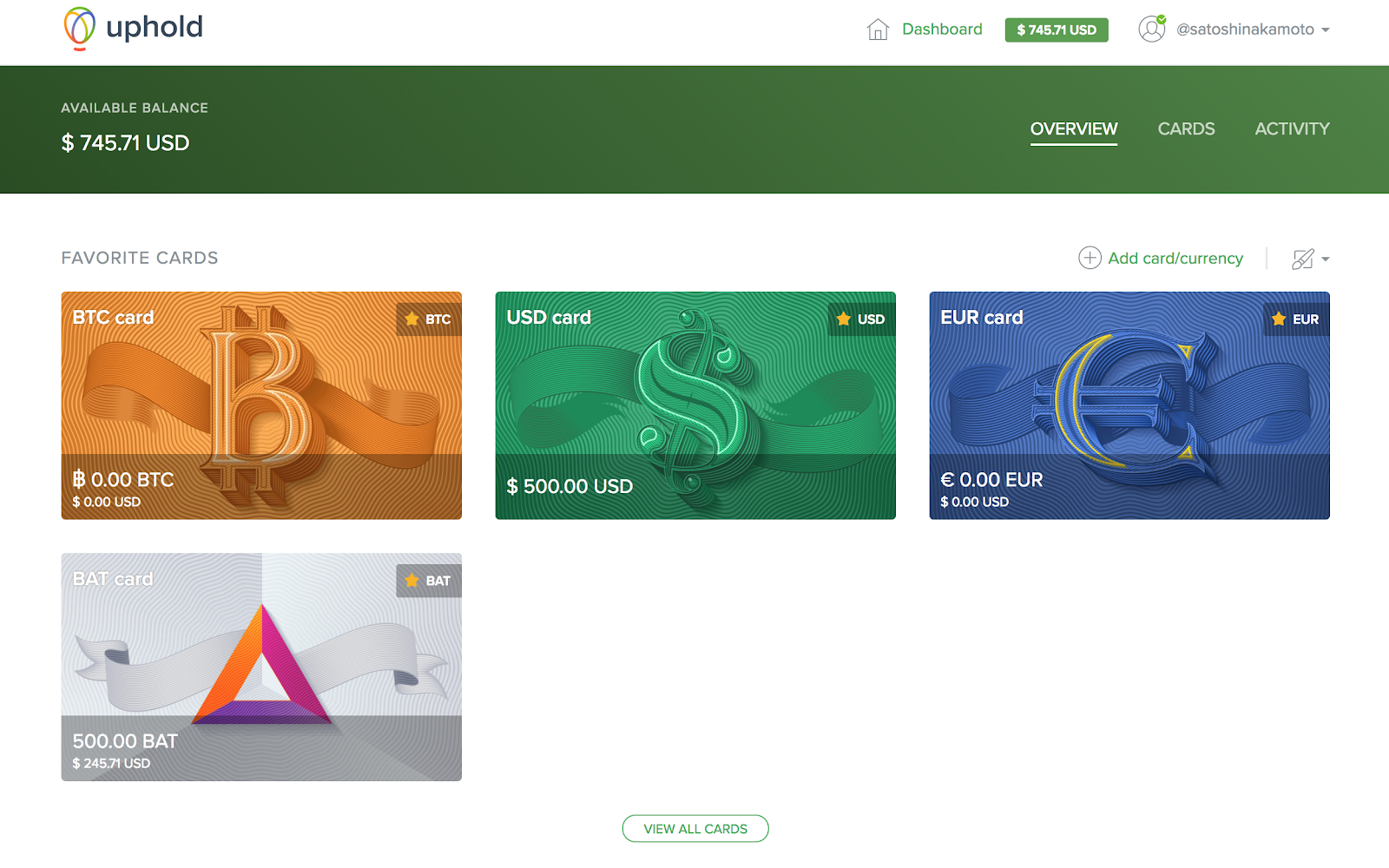 Uphold Wallet Home