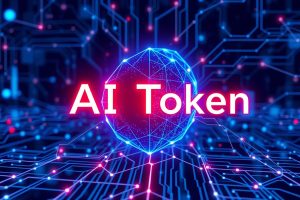 ภาพแสดงการรวมกันของเทคโนโลยี AI และบล็อกเชน สื่อถึงศักยภาพของ AI Token ในตลาดคริปโต