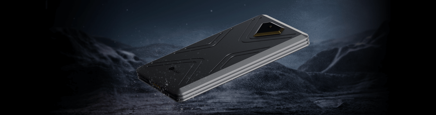 Ellipal X Card crypto cold wallet on a rugged background.