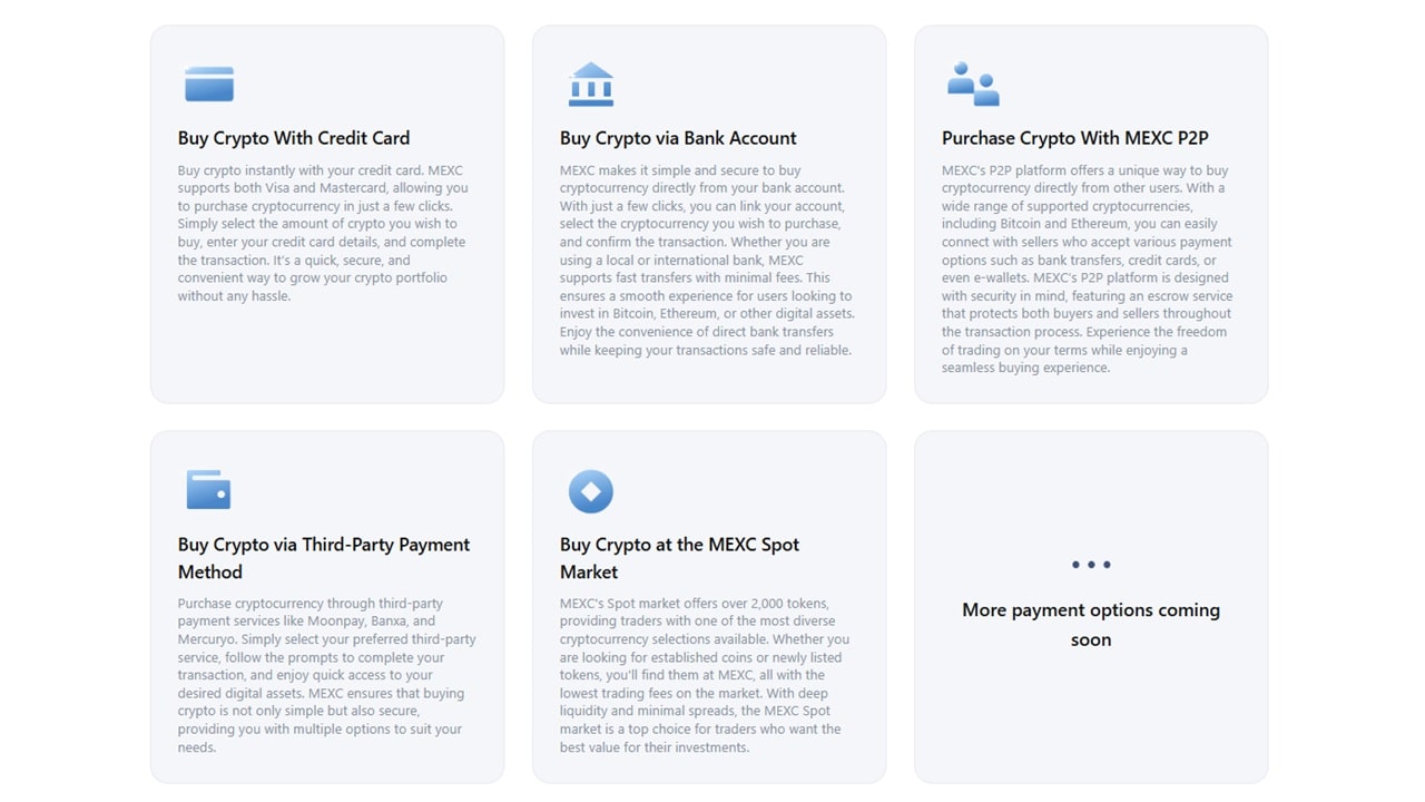 MEXC payment methods